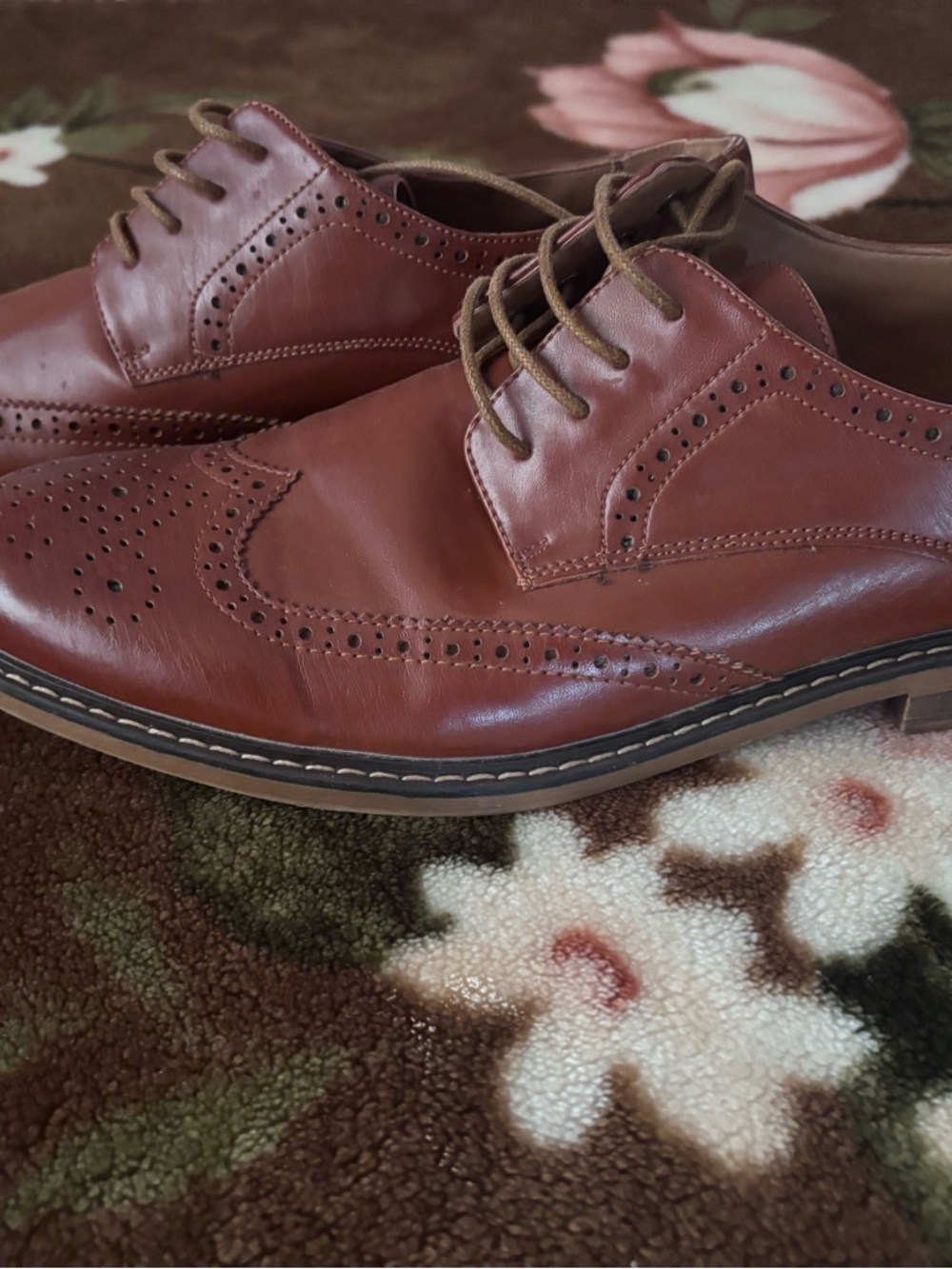 Men's Leather Wingtip Dress Shoes - Brown